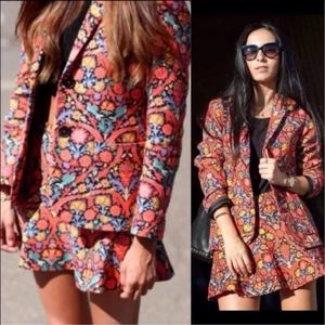 Zara Paisley Floral Blazer Sz Large New With Tag